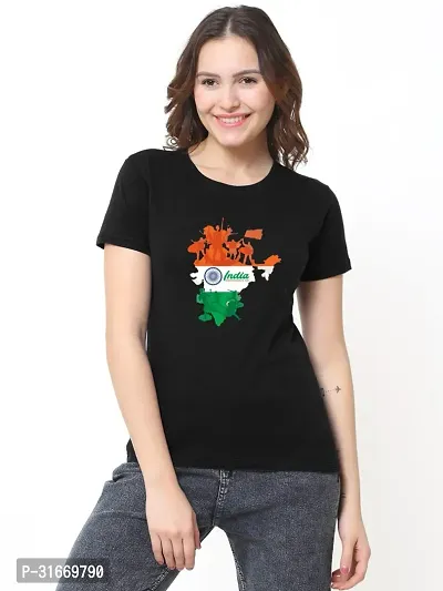 Elegant Black Cotton Printed T-Shirts For Women