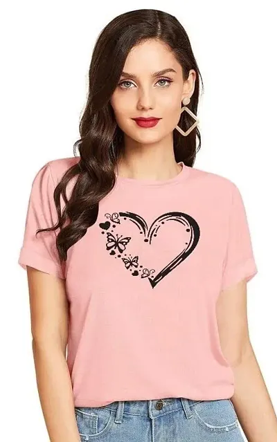 Cintia? Women Print Smile Tshirt | Half Sleve Plain | Regular Fit Ladies T Shirt for Women & Girls | Cotton Shirt for Women | T-Shirt for Women | HeartBtrfly