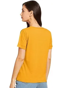 Cintia? Women Print Smile Tshirt | Half Sleve Plain | Regular Fit Ladies T Shirt for Women & Girls | Cotton Shirt for Women | T-Shirt for Women Yellow-Blue - X-Large-thumb3
