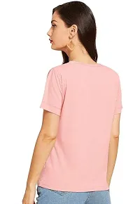 Cintia? Women Print Smile Tshirt | Half Sleve Plain | Regular Fit Ladies T Shirt for Women & Girls | Cotton Shirt for Women | T-Shirt for Women Maroon-Pink - Large-thumb2