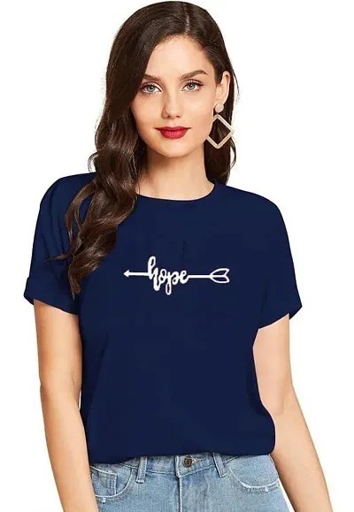 Cintia? Women Print Smile Tshirt | Half Sleve Plain | Regular Fit Ladies T Shirt for Women & Girls | Cotton Shirt for Women | T-Shirt for Women | Hope