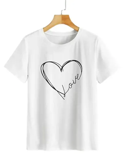 Cintia? Women Print Heart Love Tshirt | Half Sleve Plain | Regular Fit Ladies T Shirt for Women & Girls | Cotton Shirt for Women | T-Shirt for Women | T-Shirt Heart Love |