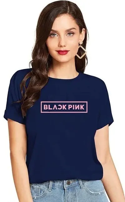 Cintia? Women Print Smile Tshirt | Half Sleve Plain | Regular Fit Ladies T Shirt for Women & Girls | Cotton Shirt for Women | T-Shirt for Women | Blackpink