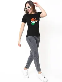 Elegant Black Cotton Printed T-Shirts For Women-thumb3