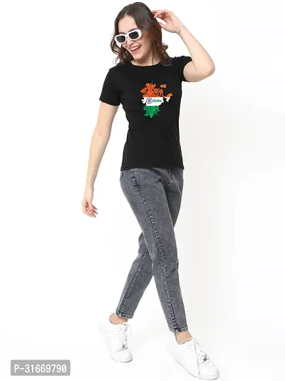 Elegant Black Cotton Printed T-Shirts For Women-thumb4