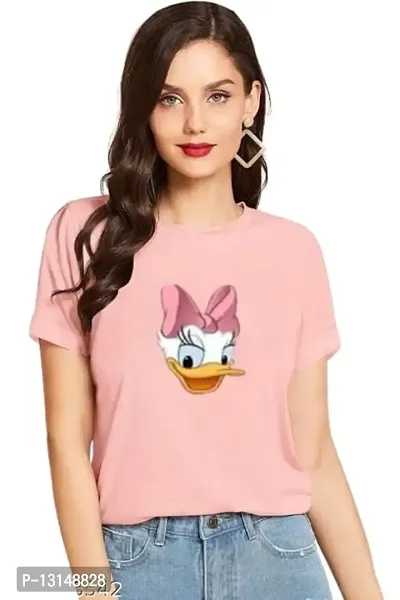 Cintia? Women Print Smile Tshirt | Half Sleve Plain | Regular Fit Ladies T Shirt for Women & Girls | Cotton Shirt for Women | T-Shirt for Women | T-Shirt Donaldduck