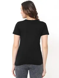 Elegant Black Cotton Printed T-Shirts For Women-thumb1