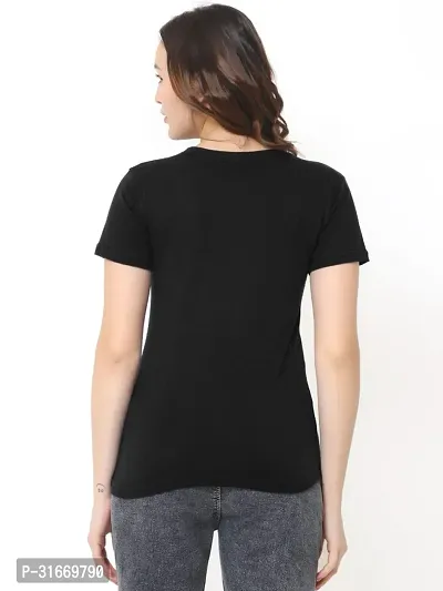 Elegant Black Cotton Printed T-Shirts For Women-thumb2