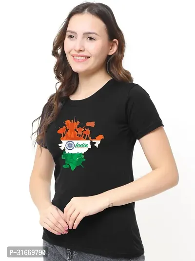 Elegant Black Cotton Printed T-Shirts For Women-thumb3