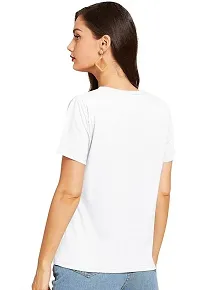 Cintia? Women Print Smile Tshirt | Half Sleve Plain | Regular Fit Ladies T Shirt for Women & Girls | Cotton Shirt for Women | T-Shirt Pkitpanda White-XL-thumb1