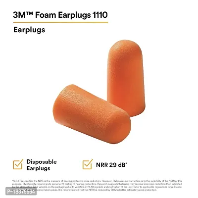 3M 1110 Ear Plugs Corded, Extra Soft, Reusable Earbuds Noise