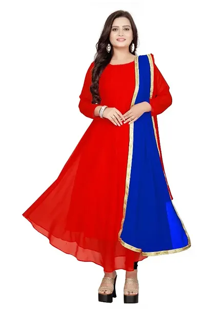 Fancy Georgette Gown With Dupatta for Women