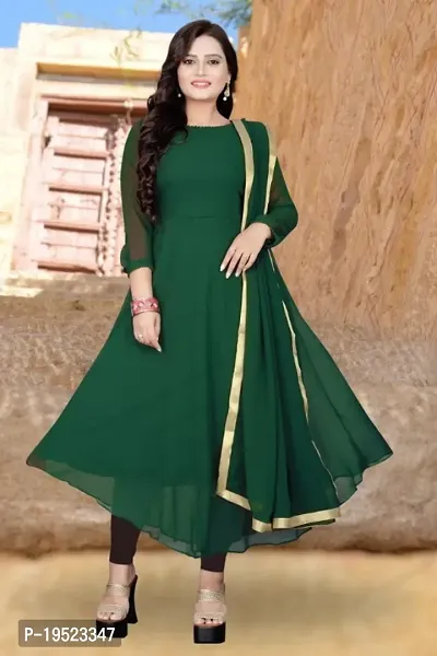 Fancy Georgette Gown With Dupatta for Women-thumb0