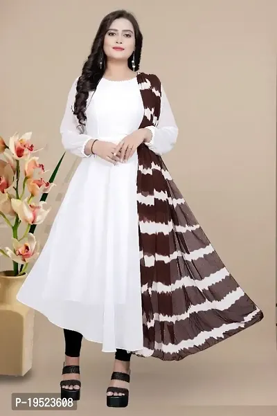 Fancy Georgette Gown With Dupatta for Women