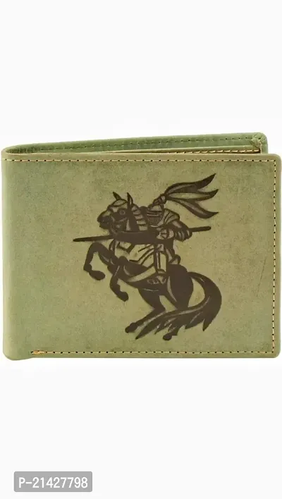 Stylish Green Original Leather Wallet 2 Two Folder-thumb0