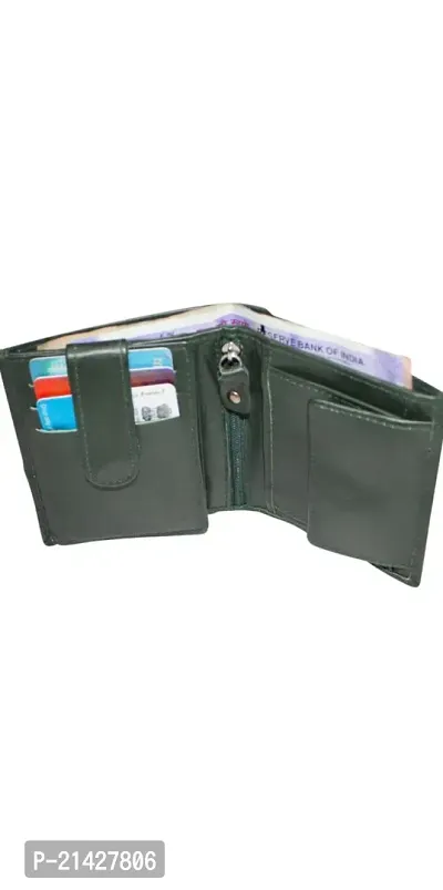 Stylish Green 3 Fold Leather Wallet-thumb0