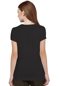 Stylimo Women's Slim Fit Black Feather T-Shirt_L-thumb3