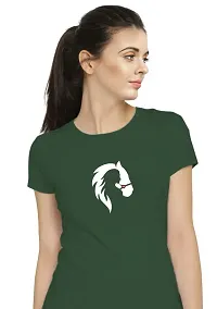 Stylimo Women's Slim Fit Green Horsh Girl T-Shirt_S-thumb4