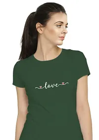 Stylimo Women's Slim Fit Green Love T-Shirt_M-thumb3