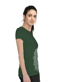 Stylimo Women's Slim Fit Green Mandala T-Shirt_L-thumb2