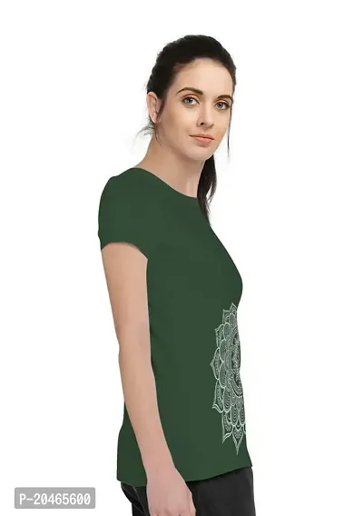 Stylimo Women's Slim Fit Green Mandala T-Shirt_L-thumb3