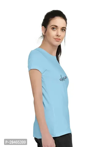 Stylimo Women's Slim Fit Sky Blue T-Shirt_S-thumb3