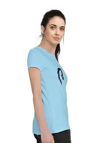 Stylimo Women's Slim Fit Sky Blue Horsh Girl T-Shirt_M-thumb2