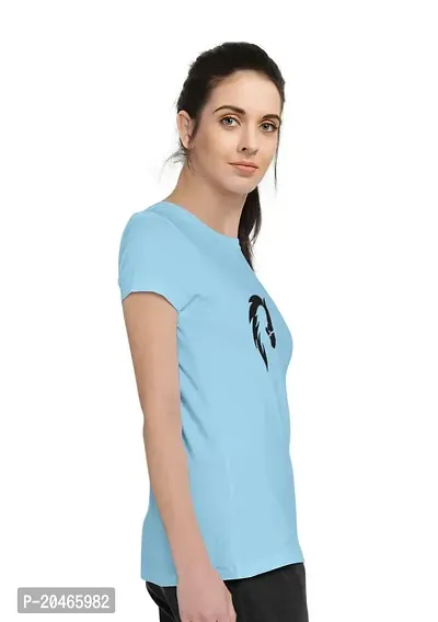 Stylimo Women's Slim Fit Sky Blue Horsh Girl T-Shirt_M-thumb3