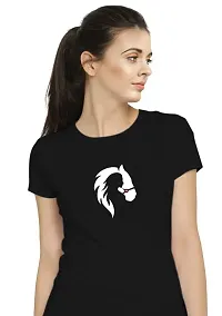 Stylimo Women's Slim Fit Black Horsh Girl T-Shirt_S-thumb4