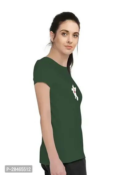 Stylimo Women's Slim Fit Green Flying Girl T-Shirt_L-thumb3