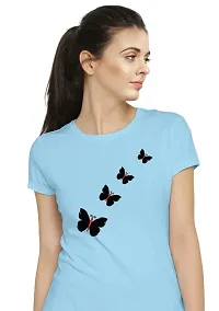 Stylimo Women's Slim Fit Sky Blue Butterfly T-Shirt_XL-thumb4