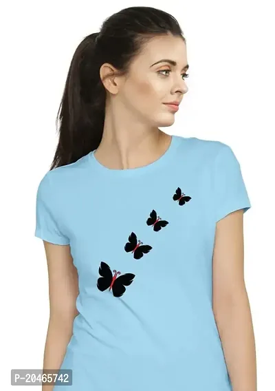 Stylimo Women's Slim Fit Sky Blue Butterfly T-Shirt_XL-thumb5