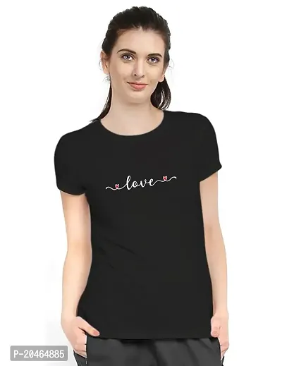 Stylimo Women's Slim Fit Black Love T-Shirt-thumb0