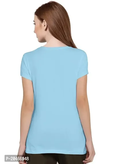 Stylimo Women's Slim Fit Sky Blue Butterfly T-Shirt_S-thumb3