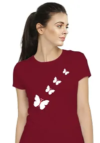 Stylimo Women's Slim Fit Red Butterfly T-Shirt_XL-thumb3