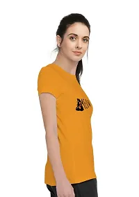 Stylimo Women's Slim Fit Mustard Meow T-Shirt_S-thumb1