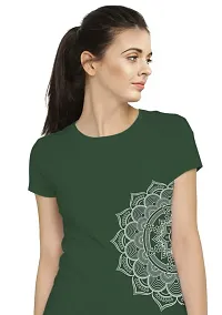 Stylimo Women's Slim Fit Green Mandala T-Shirt_M-thumb4