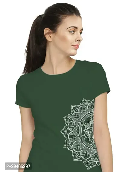 Stylimo Women's Slim Fit Green Mandala T-Shirt_M-thumb5