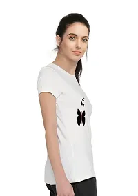 Stylimo Women's Slim Fit White Butterfly T-Shirt_S-thumb2