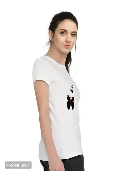 Stylimo Women's Slim Fit White Butterfly T-Shirt_S-thumb3