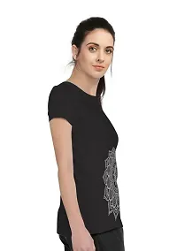 Stylimo Women's Slim Fit Black Mandala T-Shirt_M-thumb1