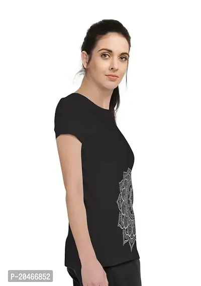 Stylimo Women's Slim Fit Black Mandala T-Shirt_M-thumb2