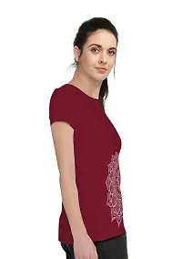 Stylimo Women's Slim Fit Red Mandala T-Shirt_L-thumb2