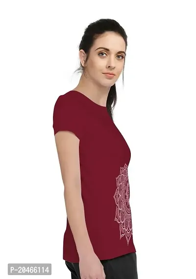 Stylimo Women's Slim Fit Red Mandala T-Shirt_L-thumb3