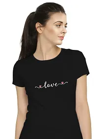 Stylimo Women's Slim Fit Black Love T-Shirt-thumb4