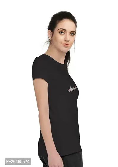 Stylimo Women's Slim Fit Black Love T-Shirt-thumb3