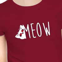 Stylimo Women's Slim Fit Red Meow T-Shirt_L-thumb4