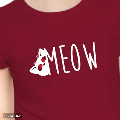 Stylimo Women's Slim Fit Red Meow T-Shirt_L-thumb5