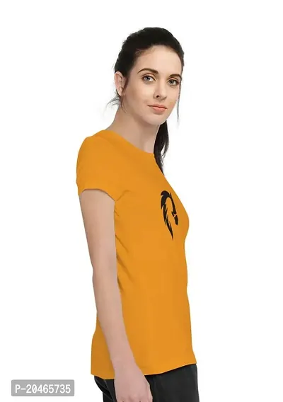 Stylimo Women's Slim Fit Mustard Horsh Girl T-Shirt_L-thumb2