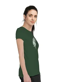 Stylimo Women's Slim Fit Green Feather T-Shirt_M-thumb2